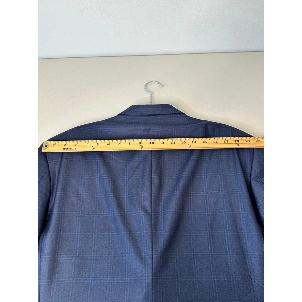 Peter Millar Sport Coat 46R Blue Plaid Pure Virgin Wool 2-Button Blazer Canada